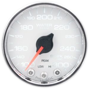 AUTOMETER Water Temperature Gauge 2 1/16", 300°f, Stepper Motor W/Peak & Warn, Wht/Chrm, Spek