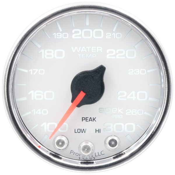 AUTOMETER Water Temperature Gauge 2 1/16", 300°f, Stepper Motor W/Peak & Warn, Wht/Chrm, Spek