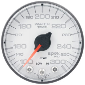 AUTOMETER Water Temperature Gauge 2 1/16", 300°f, Stepper Motor W/Peak & Warn, Wht/Black, Spek