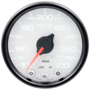 AUTOMETER Water Temperature Gauge 2 1/16", 300°f, Stepper Motor W/Peak & Warn, Wht/Black, Spek
