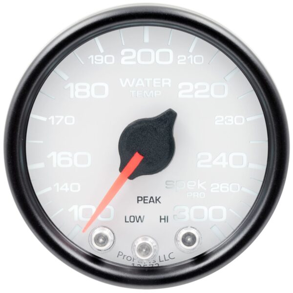 AUTOMETER Water Temperature Gauge 2 1/16", 300°f, Stepper Motor W/Peak & Warn, Wht/Black, Spek