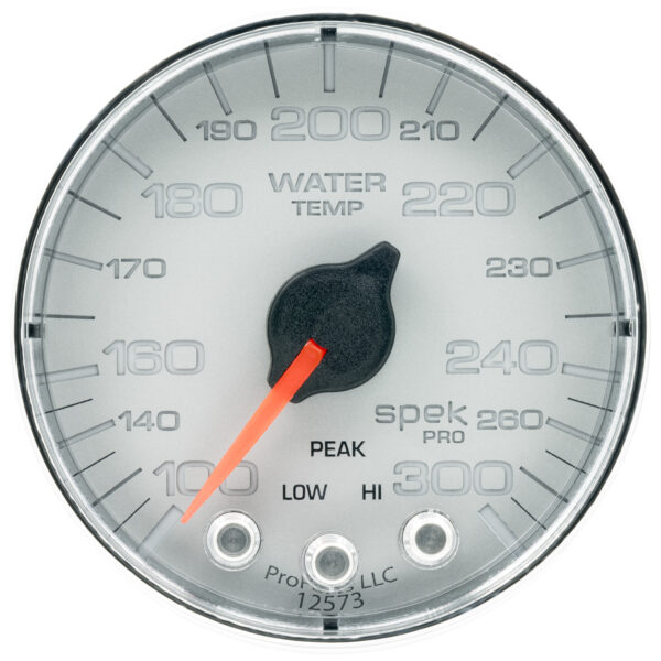 AUTOMETER Water Temperature Gauge 2 1/16", 300°f, Stepper Motor W/Peak & Warn, Slvr/Chrm, Spek