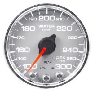 AUTOMETER Water Temperature Gauge 2 1/16", 300°f, Stepper Motor W/Peak & Warn, Slvr/Chrm, Spek