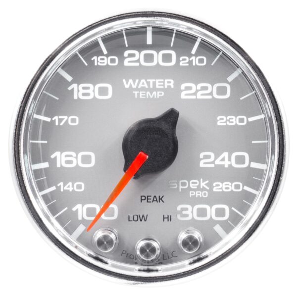 AUTOMETER Water Temperature Gauge 2 1/16", 300°f, Stepper Motor W/Peak & Warn, Slvr/Chrm, Spek