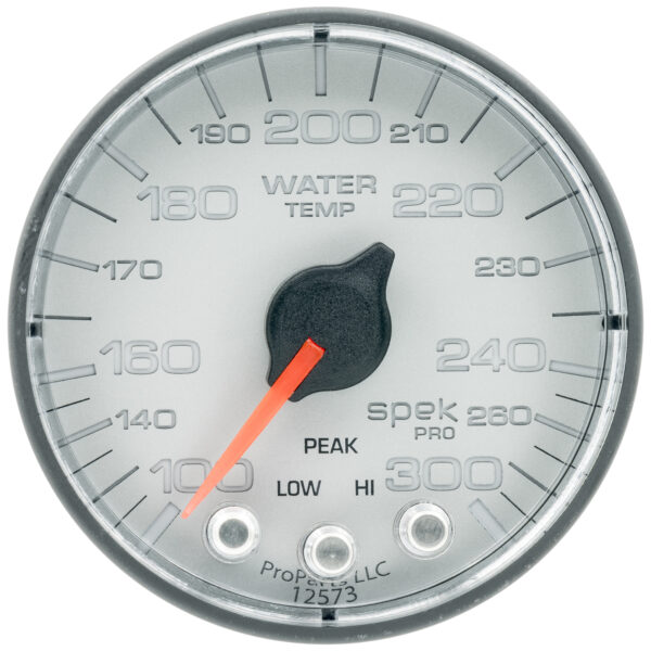 AUTOMETER Water Temperature Gauge 2 1/16", 300°f, Stepper Motor W/Peak & Warn, Slvr/Black, Spek