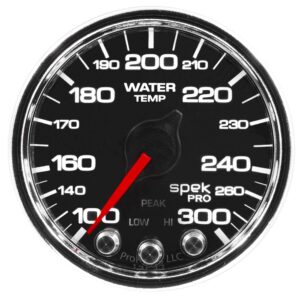 AUTOMETER Water Temperature Gauge 2 1/16", 300°f, Stepper Motor W/Peak & Warn, Black/Chrm, Spek