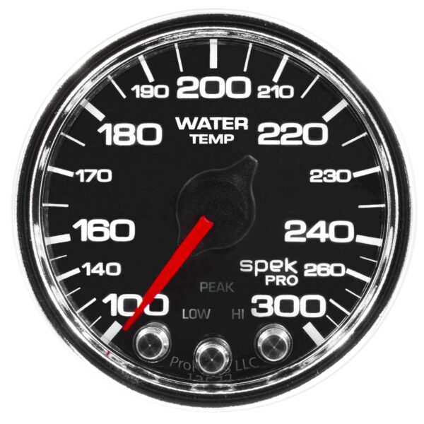 AUTOMETER Water Temperature Gauge 2 1/16", 300°f, Stepper Motor W/Peak & Warn, Black/Chrm, Spek