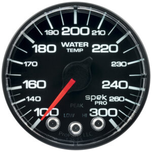 AUTOMETER Water Temperature Gauge 2 1/16", 300°f, Stepper Motor W/Peak & Warn, Black/Black, Spek