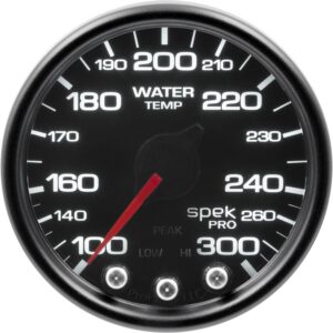AUTOMETER Water Temperature Gauge 2 1/16", 300°f, Stepper Motor W/Pk & Warn, Black/Smke/Black, Spek