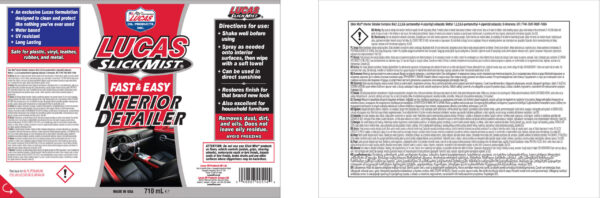 LUCAS Slick Mist Interior Detailer 710ml - Image 2