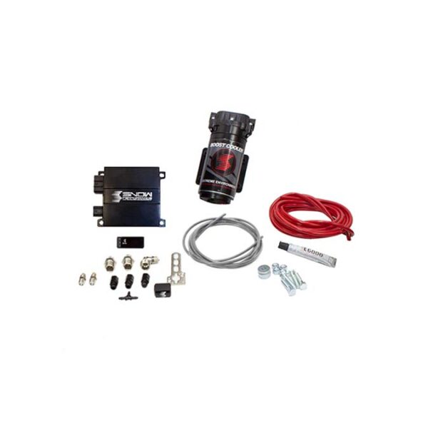 Snow Performance Stage 2 Boost Cooler Forced Induction Progressive Engine Mount Water-Methanol Injection Kit (Red High Temp Nylon Tubing, Quick-Connect Fittings) No Tank