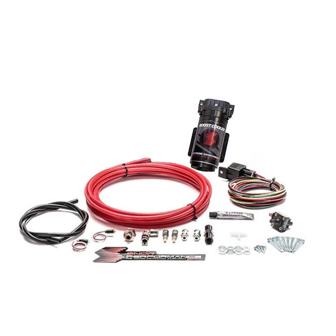 Snow Performance Diesel Stage 1 Boost Cooler Water-Methanol Injection Kit (Red High Temp Nylon Tubing, Quick-Connect Fittings)