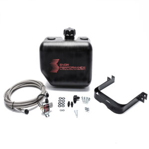 Snow Performance 2.5 Gal. Water-Methanol Tank Upgrade Braided Stainless Line (W/Brackets, Solenoid, Hose & All Necessary Fittings) (13Lx9.5Hx7.5W)