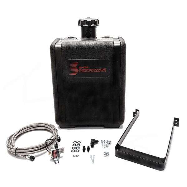Snow Performance 7 Gal. Water-Methanol Tank Upgrade Braided Stainless Line (W/Brackets, Solenoid, Hose & All Necessary Fittings)  (15Lx17Hx9W)