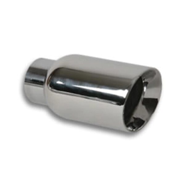 VIBRANT PERFORMANCE Weld-On Exhaust Tip, Angled Round Bevelled, 2.25" x 7.75" x 4" DSW