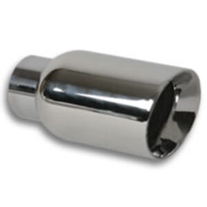 VIBRANT PERFORMANCE Weld-On Exhaust Tip, Angled Round Bevelled, 2.5" x 7.75" x 4" DSW