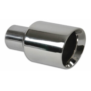 VIBRANT PERFORMANCE Weld-On Exhaust Tip, Angled Round Bevelled, 2.5" x 7.5" x 3.5" DSW