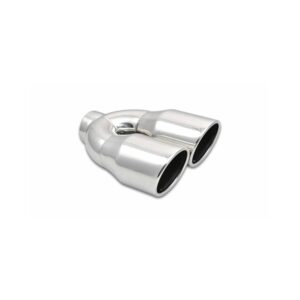 VIBRANT PERFORMANCE 2.5" ID Dual 3.5" OD Round SS Tips (Single Wall, Angle Cut)