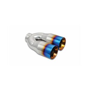 VIBRANT PERFORMANCE 2.5" ID Dual 3.5" OD Round SS Tips (Double Wall, Straight Cut) with Burnt Blue Finish