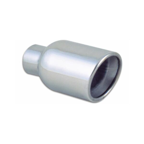 VIBRANT PERFORMANCE Weld-On Exhaust Tip, Angled Round Rolled, 3" x 7.75" x 4" DSW