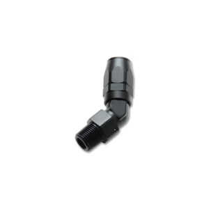 VIBRANT PERFORMANCE -10AN Male NPT 45Degree Hose End Fitting; Pipe Thread: 3/8 NPT