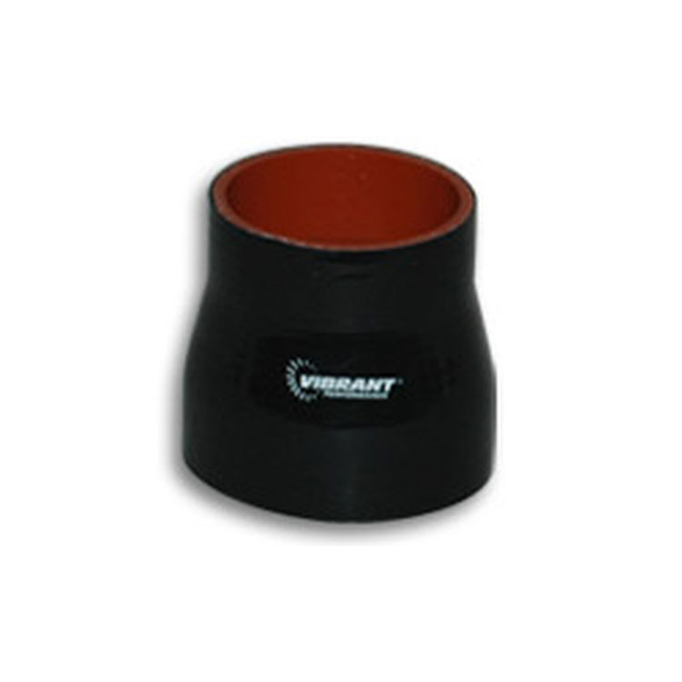 VIBRANT PERFORMANCE 4 Ply Aramid Reinforced Silicone Reducer Coupling, 1.5" ID x 1.75" ID x 3" Long - Black