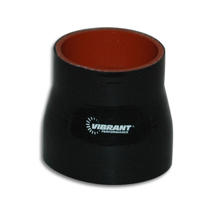 VIBRANT PERFORMANCE 4 Ply Aramid Reinforced Silicone Reducer Coupling, 2.25" ID x 2.5" ID x 3" Long - Black