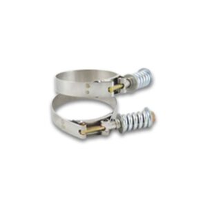 VIBRANT PERFORMANCE Stainless Steel Spring Loaded T-Bolt Clamps (Pack of 2) - Clamp Range: 4.28"-4.58"