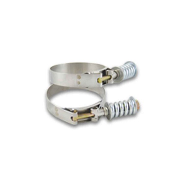 VIBRANT PERFORMANCE Stainless Steel Spring Loaded T-Bolt Clamps (Pack of 2) - Clamp Range: 4.28"-4.58"