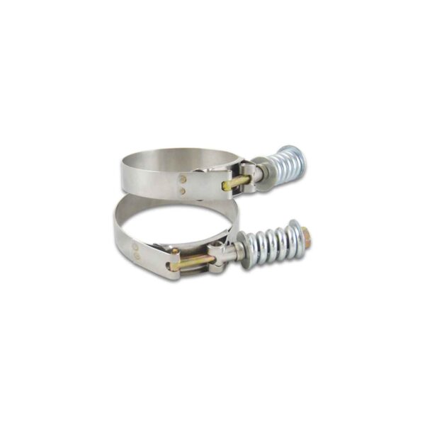 VIBRANT PERFORMANCE Stainless Steel Spring Loaded T-Bolt Clamps (Pack of 2) - Clamp Range: 6.25"-6.55"