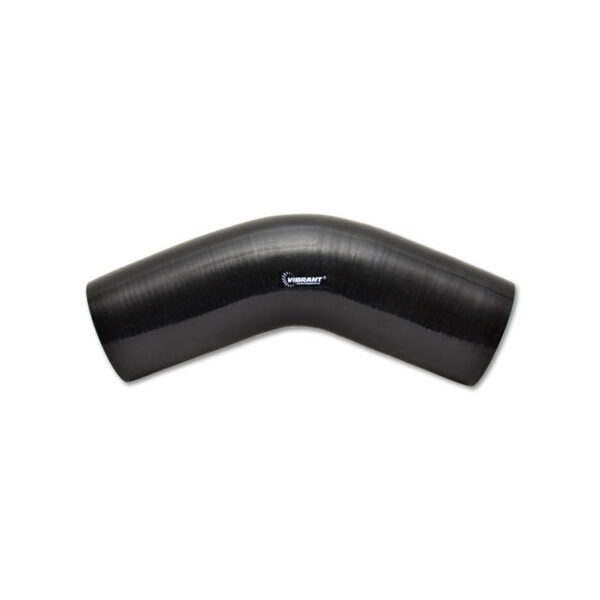 VIBRANT PERFORMANCE 4 Ply Aramid Reinforced 45 Degree Silicone Elbow, 5" I.D. x 4" Leg Length - Black