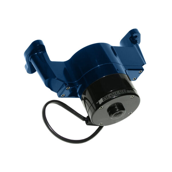 MEZIERE 12v Electric Water Pump Small Block Chevrolet (SBC), Heavy Duty Blue
