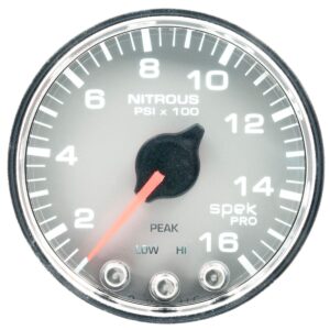 AUTOMETER Nitrous Pressure Gauge 2 1/16", 1600PSI, Stepper Mtr W/Pk & Wrn, Slvr/Chrm, Spek