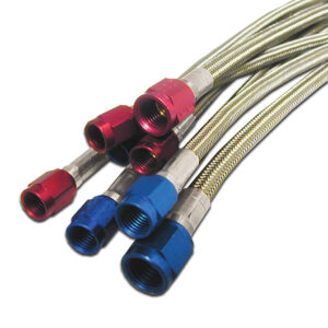 NITROUS EXPRESS 3AN SS Braided Hose Red, 12 inch