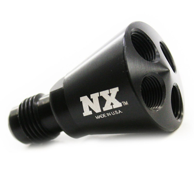 NITROUS EXPRESS 4 PORT SHOWERHEAD DIST BLOCK W/6AN INLET (BLUE)