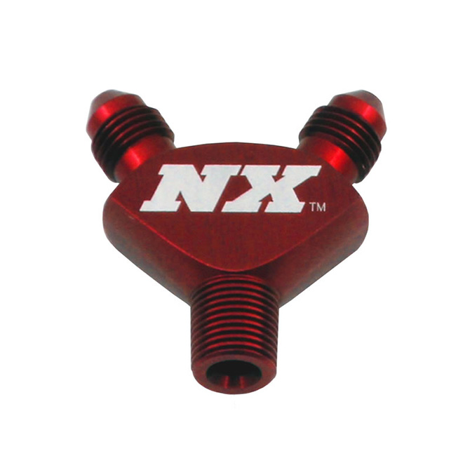 NITROUS EXPRESS 1/8NPT x 3AN x 3AN  BILLET PURE-FLO  Y  FITTING (RED)