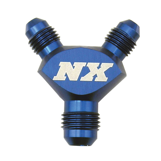 NITROUS EXPRESS 8AN x 6AN x 6AN BILLET PURE-FLO Y FITTING (BLUE)