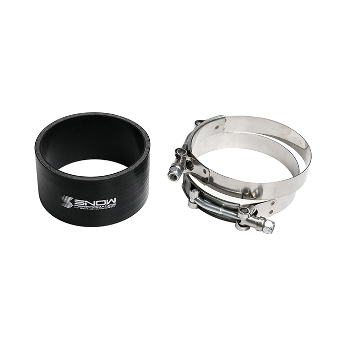 SNOW PERFORMANCE 2.5" I.D. 2" Long Silicone Coupler, with a set of clamps