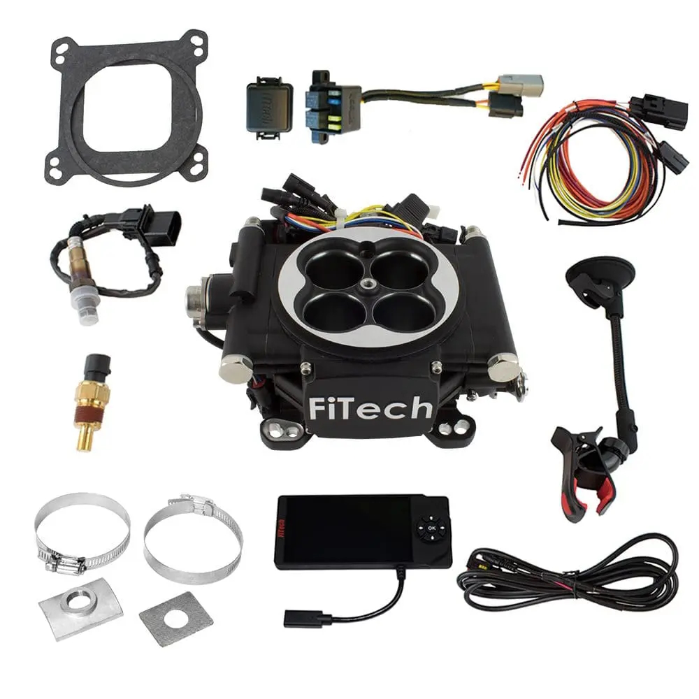FiTech 30002 Self-Tuning Fuel Injection Kit Components Display