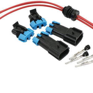 Aeroflow AF49-4047 3-wire electrical terminal bulkhead with red positive 14AWG Tefzel wires and Viton O-ring seal