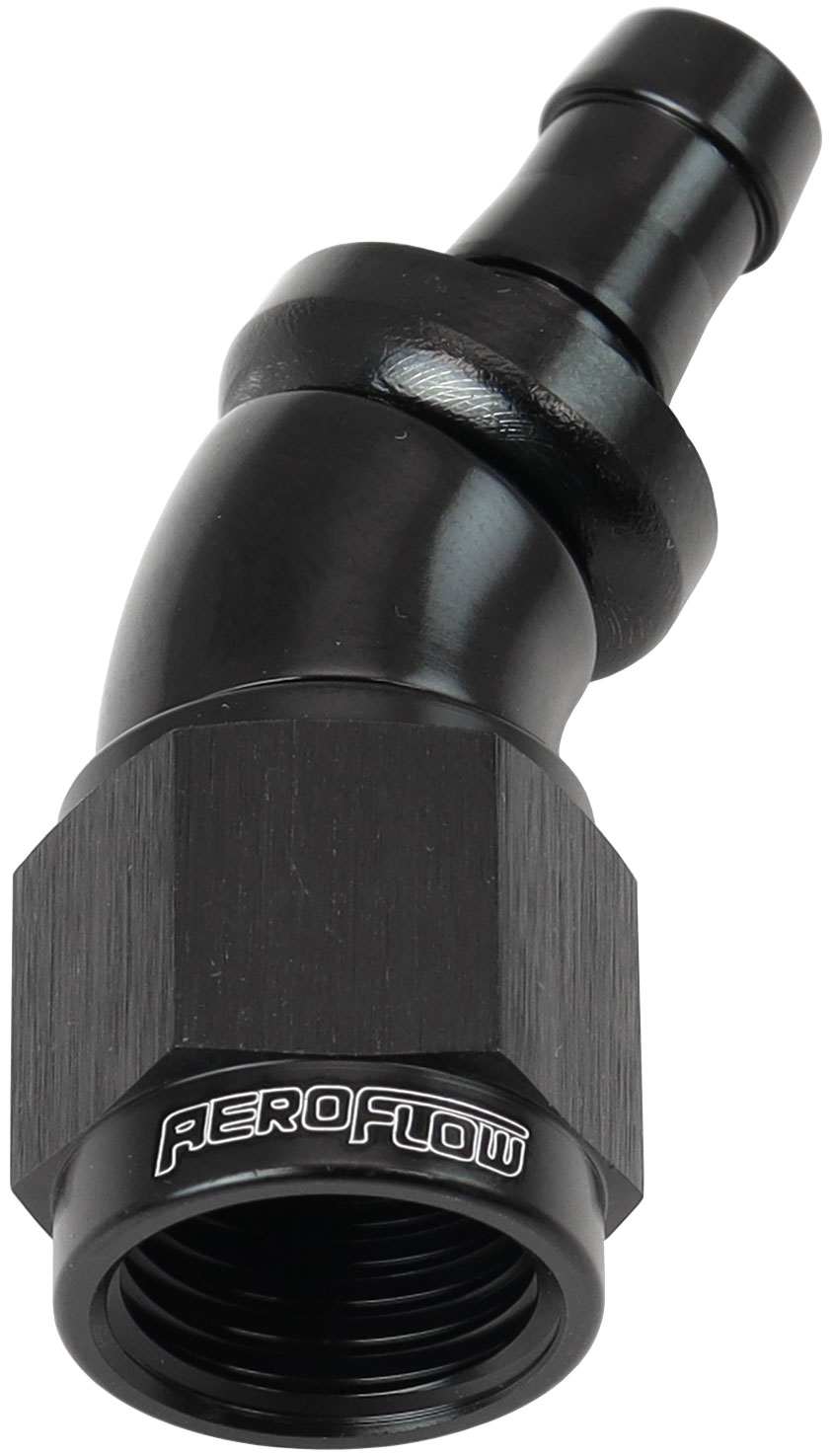AEROFLOW -6AN TO 5/16" BARB 30 DEG FULLFLOW PUSH LOCK BLACK
