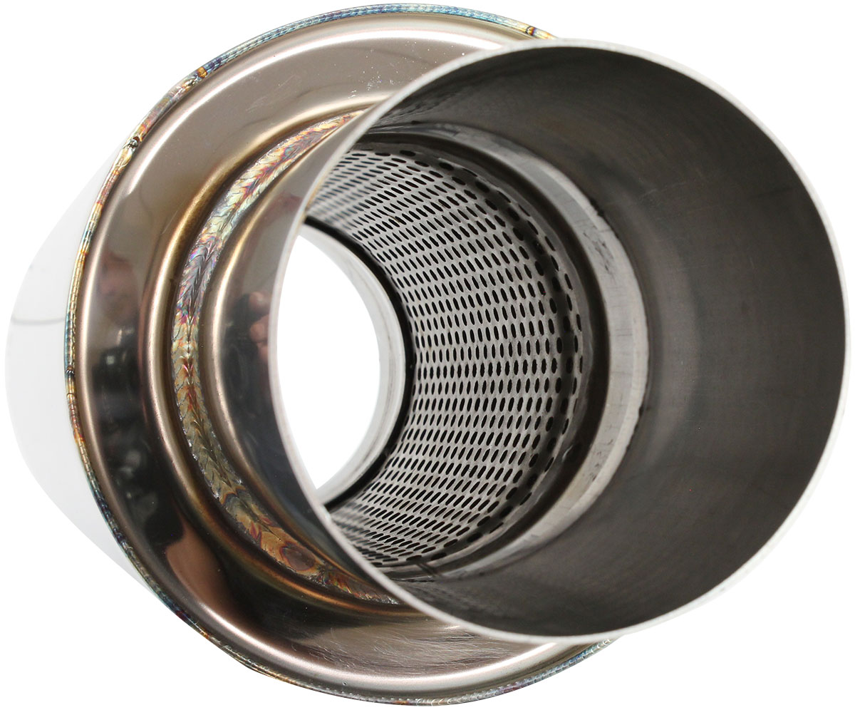 AEROFLOW 3.5" ROUND MUFFLER CENTRE 18" LENGTH 6" DIA 5" TIP S/S - Image 2