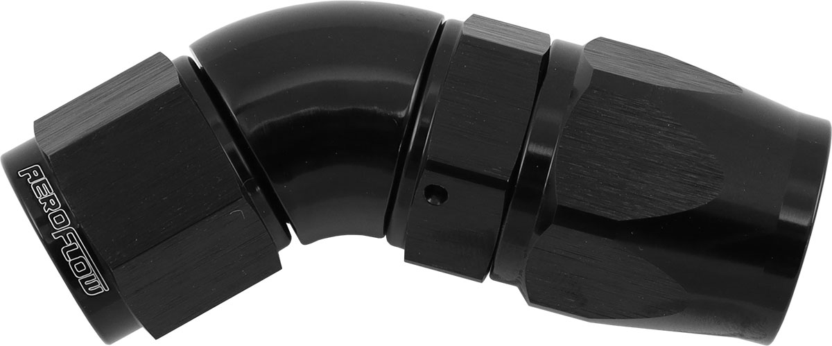 STEPPED 45 DEGREE END -10 HOSETO -8AN EXPANDER HOSE END BLACTEFLON AF 572-10-08DBLK