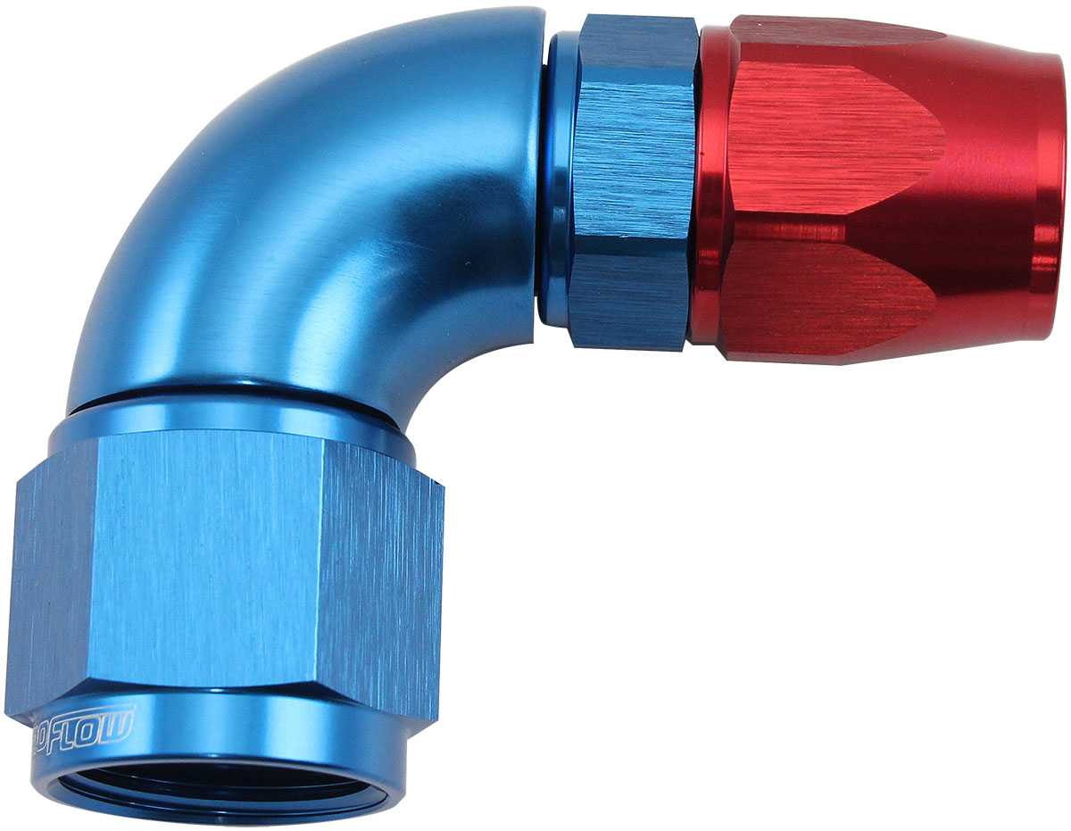 AEROFLOW STEPPED 90 DEGREE END -10 HOSETO -8AN EXPANDER HOSE END BLUETEFLON AF 573-10-08D