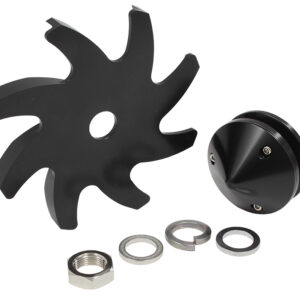 AEROFLOW BILLET ALTERNATOR PULLEY & FANWITH NOSE COVER, BLACK