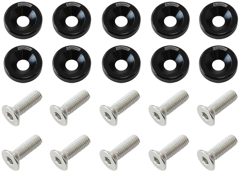 AEROFLOW BILLET DRESS UP FENDER BOLT 10PACK M6 x 1.00 UHL 20MM BLACK