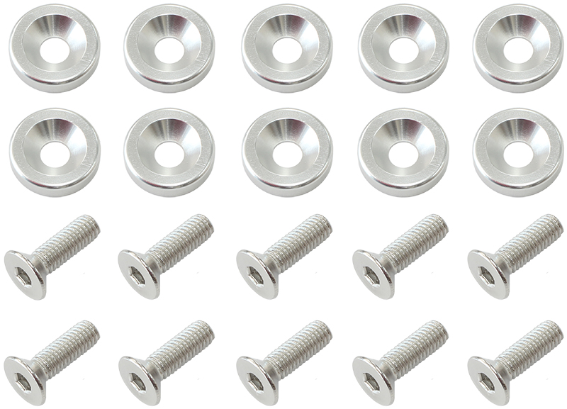 AEROFLOW BILLET DRESS UP FENDER BOLT 10PACK M6 x 1.00 UHL 20MM SILVER