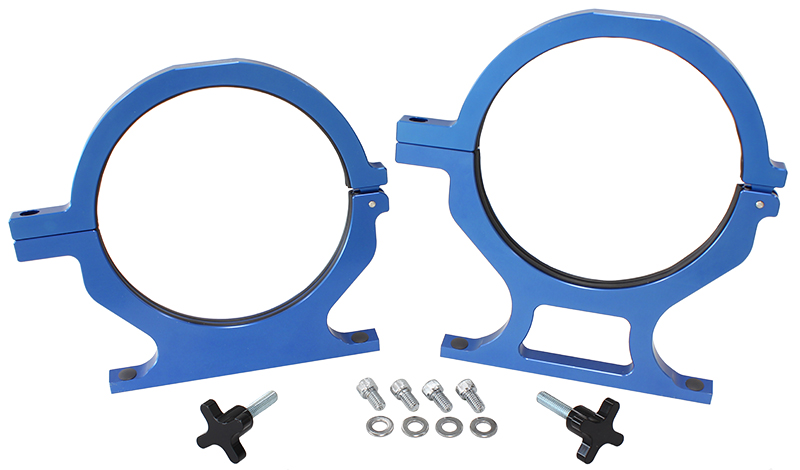 AEROFLOW NOS BOTTLE BILLET BRACKETS *PAIR* BLUE NITROUS
