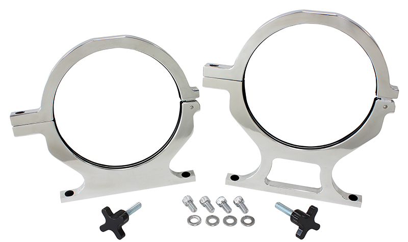 AEROFLOW NOS BOTTLE BILLET BRACKETS *PAIR* POLISHED NITROUS