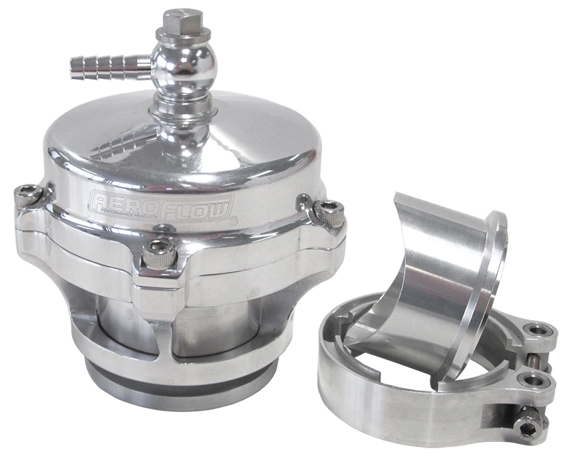AEROFLOW 50mm BLOW OFF VALVE POLISHED FINISH V-BAND WELD-ON FLANGE